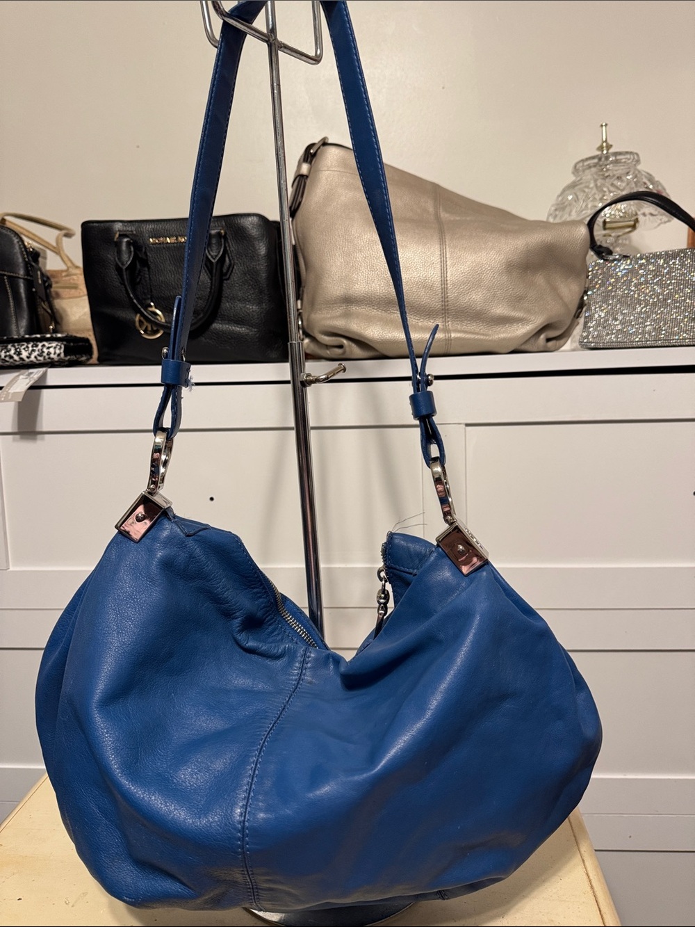 Cobalt Blue Vintage Glove Leather Slouchy Hobo Cole Haan Bag